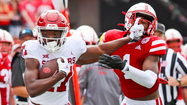 Marques Buford and Marvin Mims 2022 Nebraska vs Oklahoma football USATSI_19063327